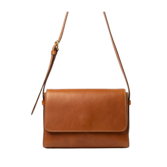Zlevo Premium Minimalist Tan Brown Leather Shoulder Bag - Genuine Leather Handbag for Women
