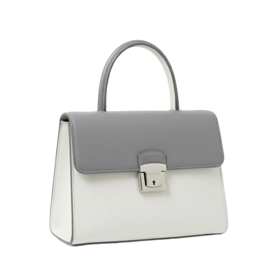 Modern Two-Tone Designer Handbag - Grey and White Minimalist Shoulder Bag for Women