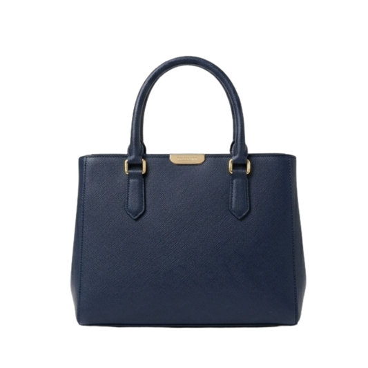 Structured Navy Blue Saffiano Leather Handbag - Premium Top-Handle Tote for Women