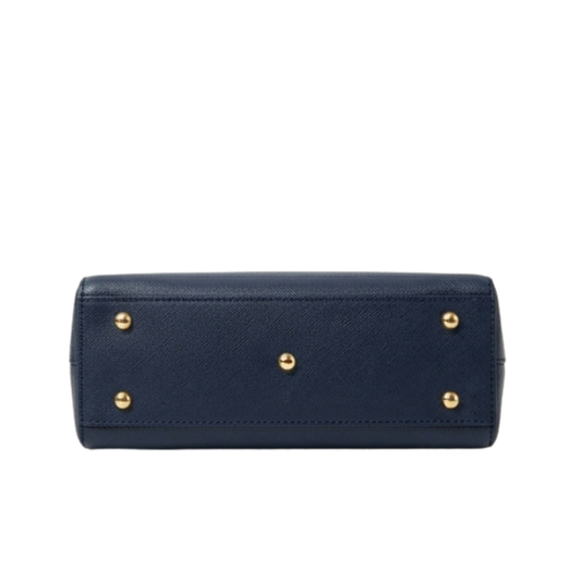 Structured Navy Blue Saffiano Leather Handbag - Premium Top-Handle Tote for Women